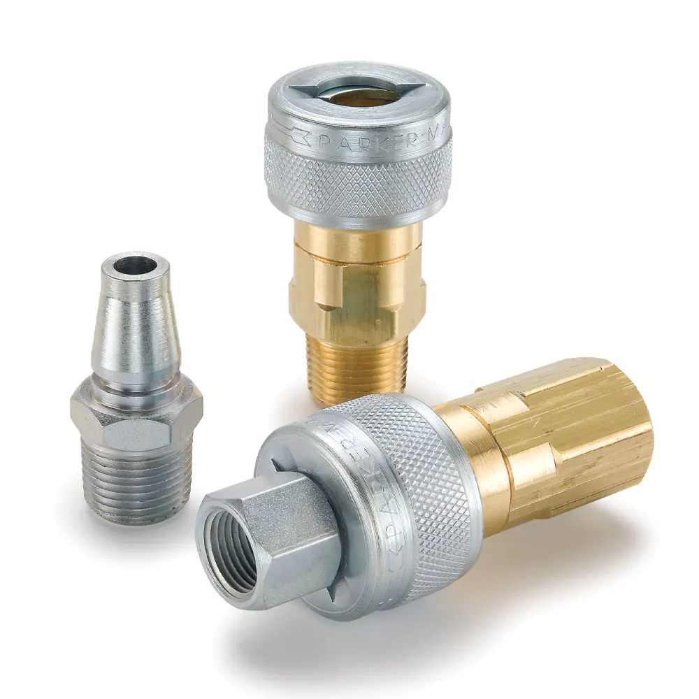 Parker用于空氣工具和呼吸空氣的快換接頭（氣動(dòng)），與Schrader進(jìn)行互換 - TL 系列快換陰接頭 - 扭鎖形式